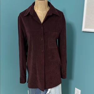 Sag Harbor Women's Button Down Shirt - Dark Burgundy